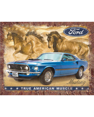 Fém tábla Ford Mustang True American Muscle 40 cm x 32 cm