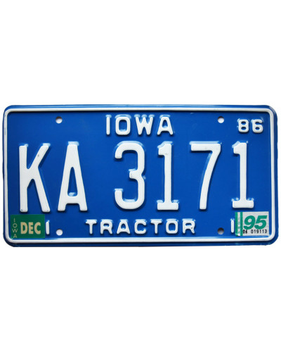 Amerikai rendszám Iowa Blue Tractor 1986