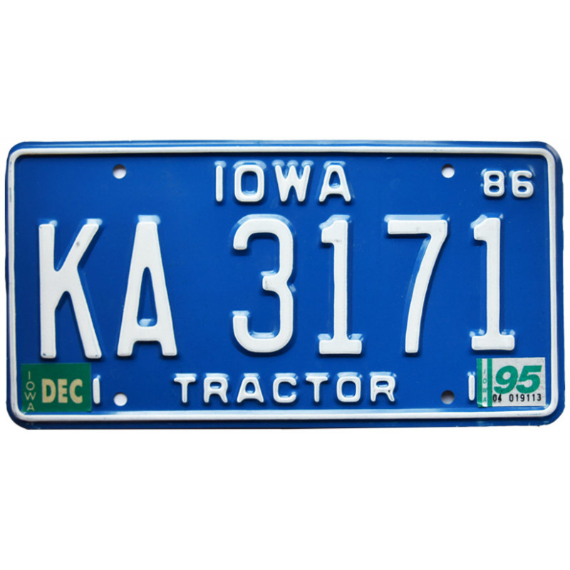 Amerikai rendszám Iowa Blue Tractor 1986