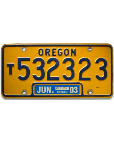 Amerikai rendszám Oregon Truck sárga
