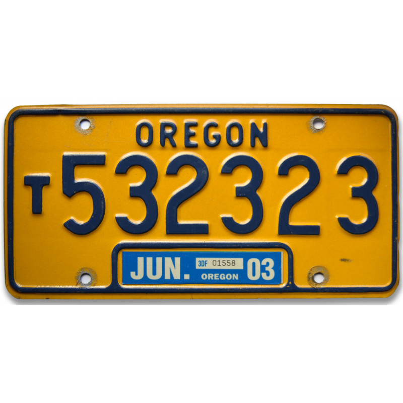 Amerikai rendszám Oregon Truck sárga