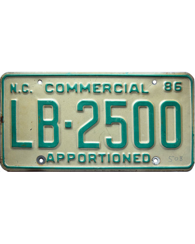 Amerikai rendszám North Carolina Commercial 1986