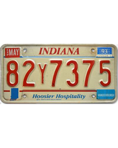 Amerikai rendszám Indiana Hoosier Hospitality