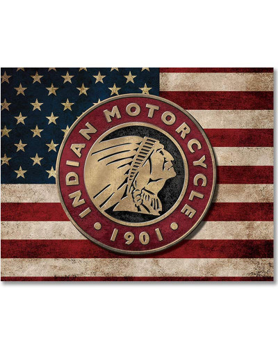 Fém tábla Indian Motorcycle - US Flag 40 cm x 32 cm