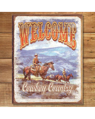 Fém tábla Welcome - Cowboy Country 40 cm x 32 cm