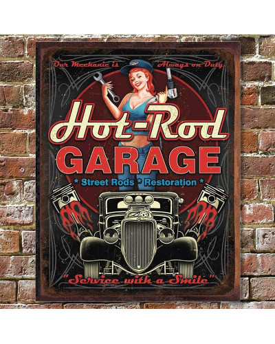 Fém tábla Hot Rod Garage - Pistons 40 cm x 32 cm