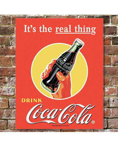 Fém tábla Coca Cola Real Thing - Bottle 32 cm x 40 cm