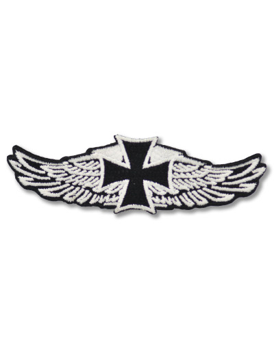 Motoros rátét Wings with Iron Cross 10 cm x 3 cm