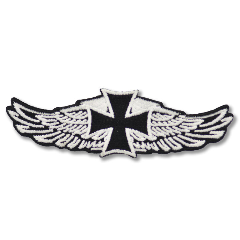 Motoros rátét Wings with Iron Cross 10 cm x 3 cm
