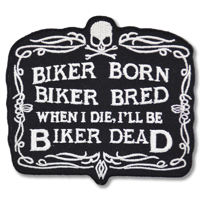 Motoros rátét Biker Born 8 cm x 9 cm