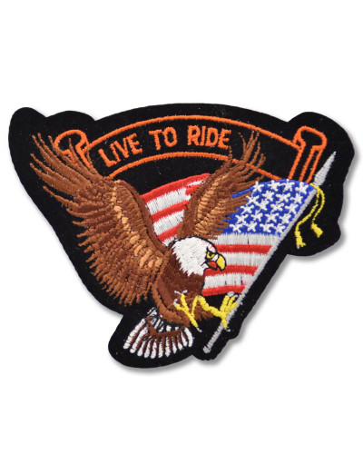 Motoros rátét Live to Ride US Eagle 10 cm x 8 cm