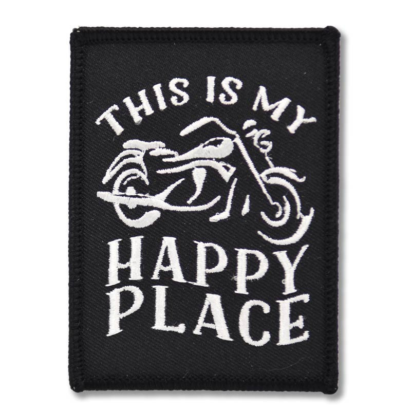 Moto nášivka My Happy place 9cm x 6cm