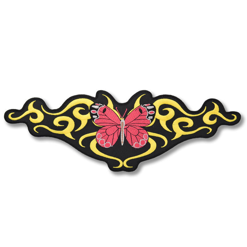 Motoros rátét Butterfly Pink Tribal a hátán 30 cm x 11 cm