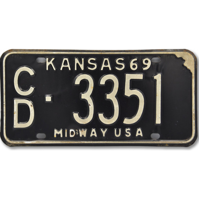 Amerikai rendszám Kansas Black Midway 1969
