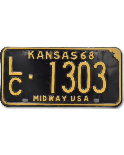 Amerikai rendszám Kansas Black Midway 1968