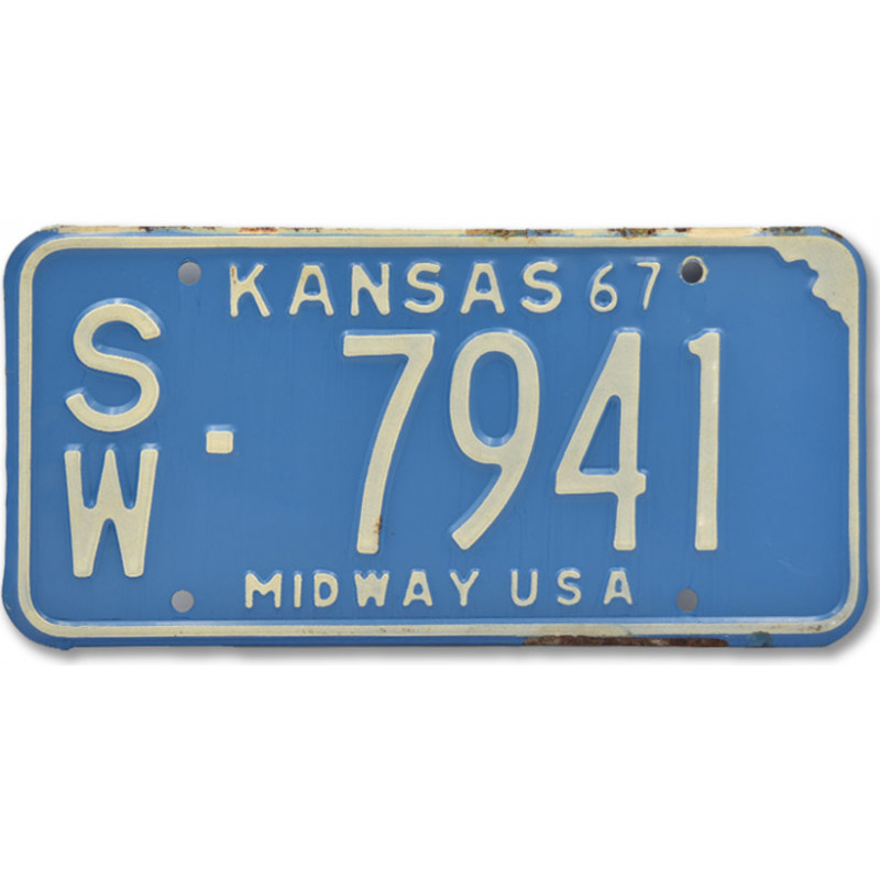 Amerikai rendszám Kansas Midway Blue 1967