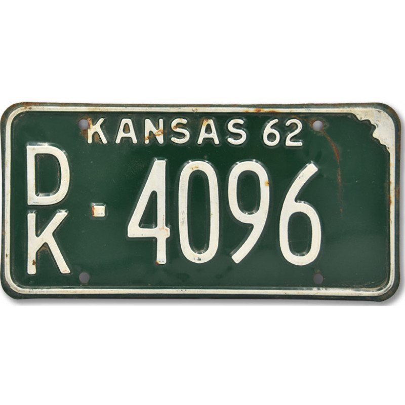 Amerikai rendszám Kansas Green 1962