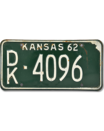 Amerikai rendszám Kansas Green 1962
