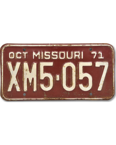Amerikai rendszám Missouri Red 1971