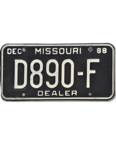 Amerikai rendszám Missouri Dealer Black 1988