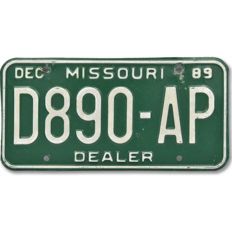 Amerikai rendszám Missouri Dealer Green 1989