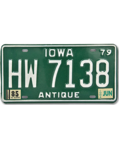 Amerikai rendszám Iowa Green Antique 1979