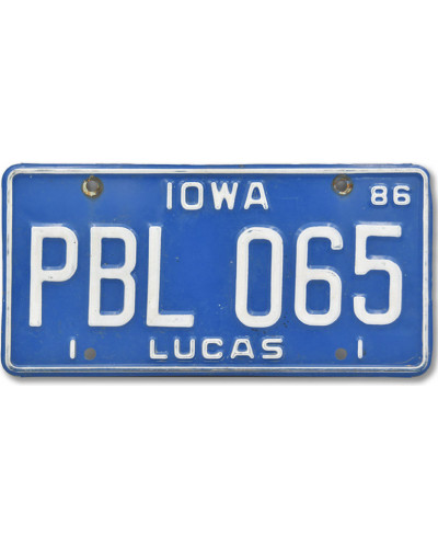 Amerikai rendszám Iowa Blue Lucas 1986