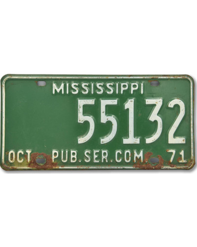 Amerikai rendszám Mississippi Green 1971