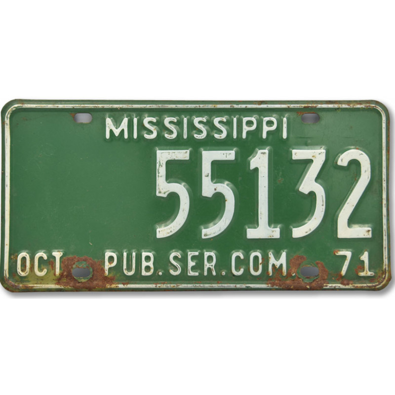 Amerikai rendszám Mississippi Green 1971