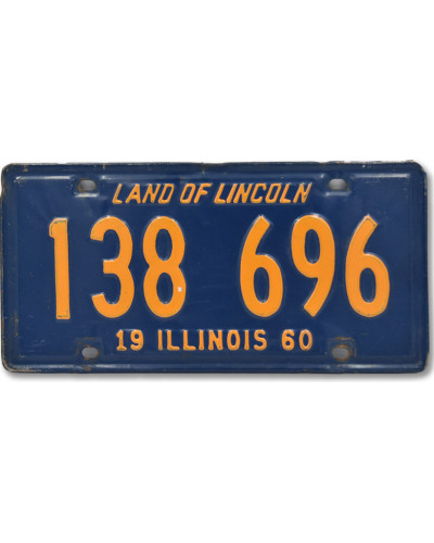 Amerikai rendszám Illinois 138 Blue 1960