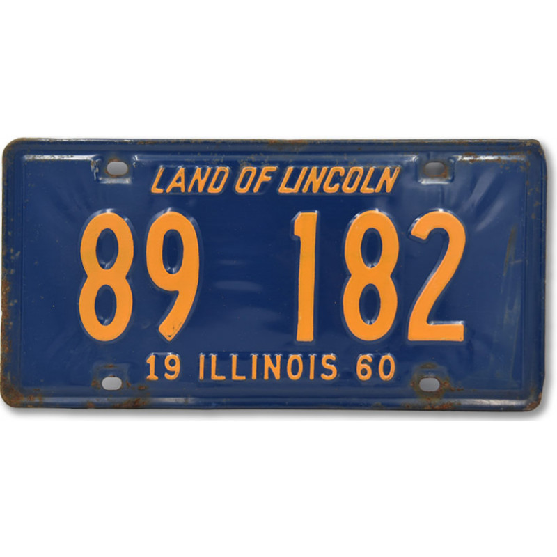 Amerikai rendszám Illinois 182 Blue 1960