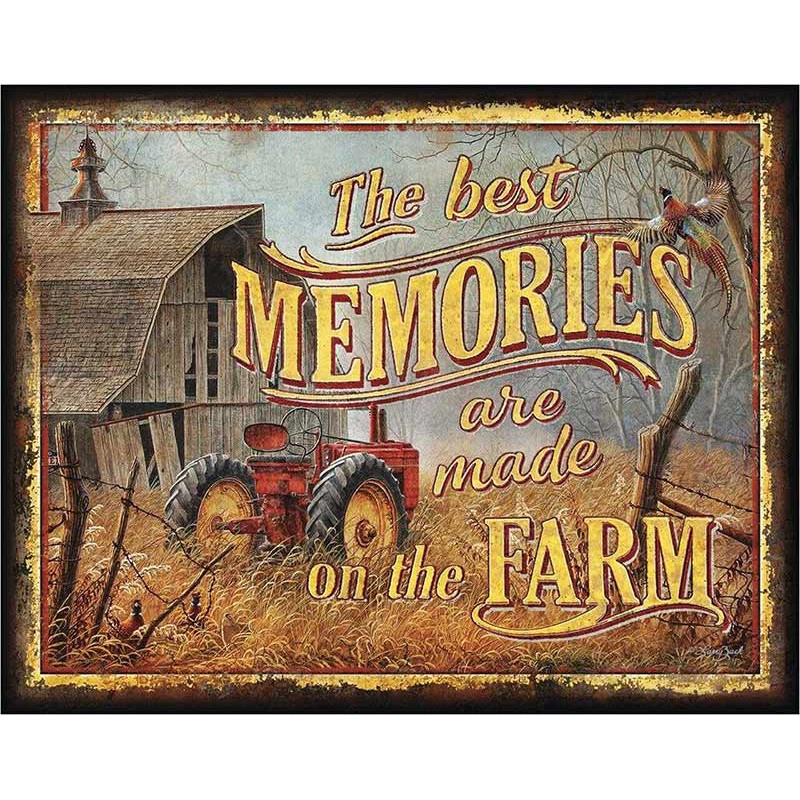Fém tábla Farm Memories 40 cm x 32 cm