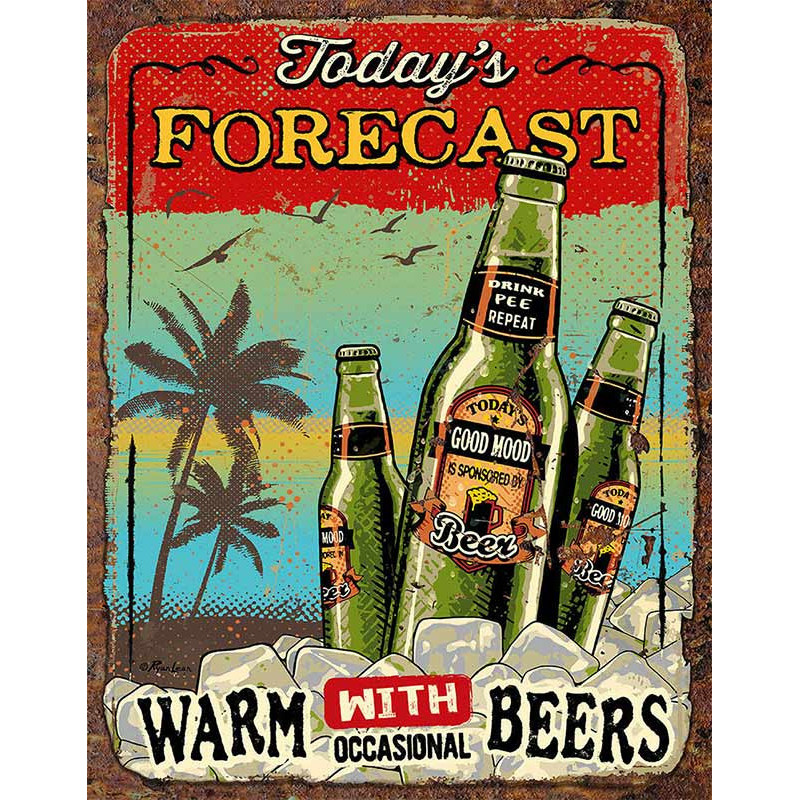 Plechová cedule Todays Forecast Beers 40 cm x 32 cm