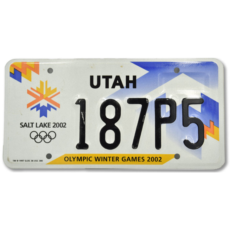 Amerikai rendszám Utah Olympic Winter Games 2002