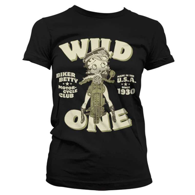 Női póló Betty Boop Wild One Biker fekete