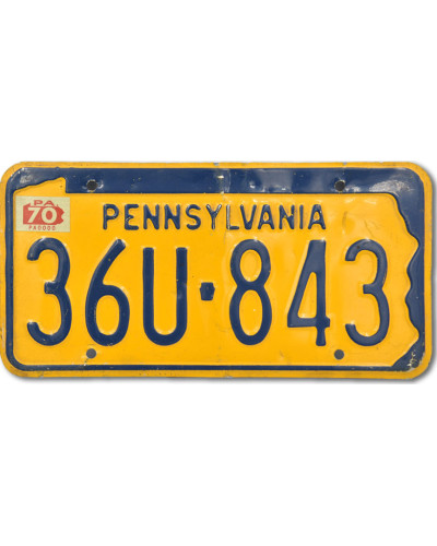 Amerikai rendszám Pennsylvania Yellow 36U 843