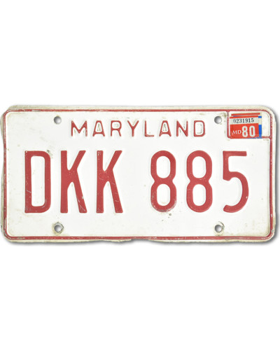 Amerikai rendszám Maryland White DKK 885