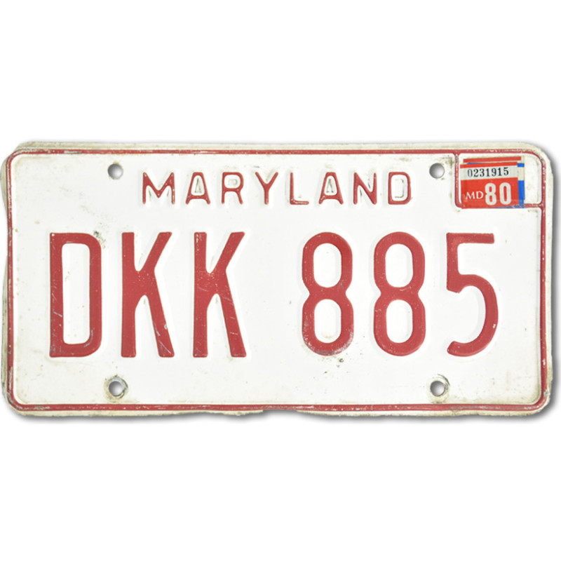 Amerikai rendszám Maryland White DKK 885