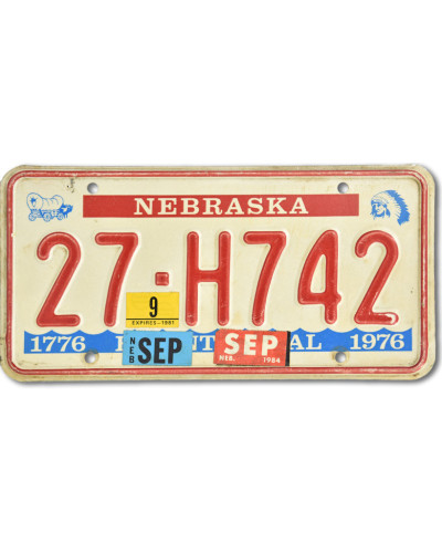 Amerikai rendszám Nebraska Bicentennial 27 H742