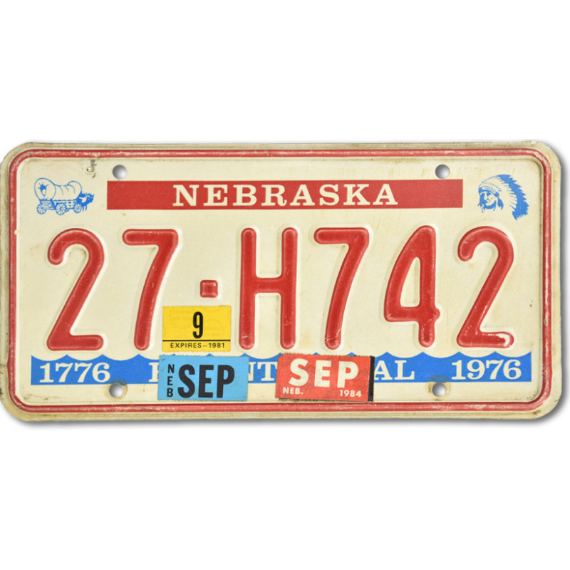Amerikai rendszám Nebraska Bicentennial 27 H742