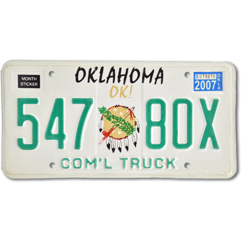 Amerikai rendszám Oklahoma OK Truck