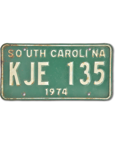 Amerikai rendszám South Carolina 1974 Green KJE 135