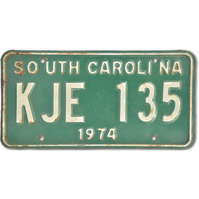 Amerikai rendszám South Carolina 1974 Green KJE 135