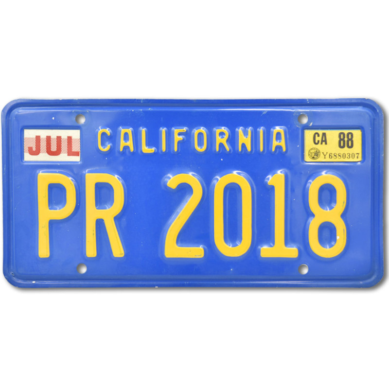 Amerikai rendszám California Blue PR 2018