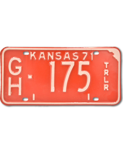 Amerikai rendszám Kansas 1971 vintage red GH 175