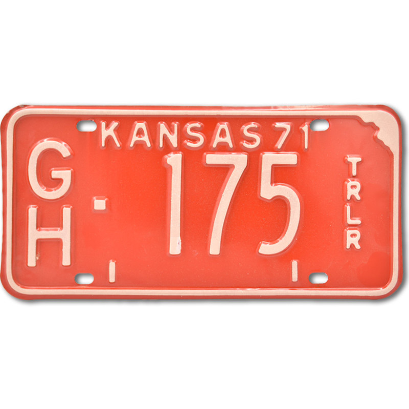 Amerikai rendszám Kansas 1971 vintage red GH 175