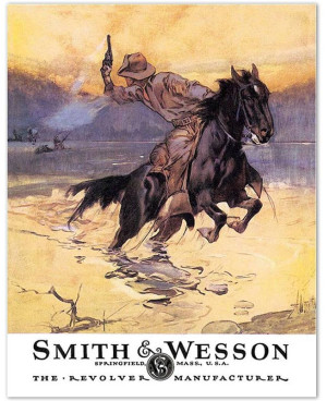 Plechová cedule Smith and Wesson hostiles 32 cm x 40 cm zm.
