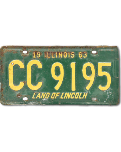 Amerikai rendszám Illinois Green 1963 CC 9195