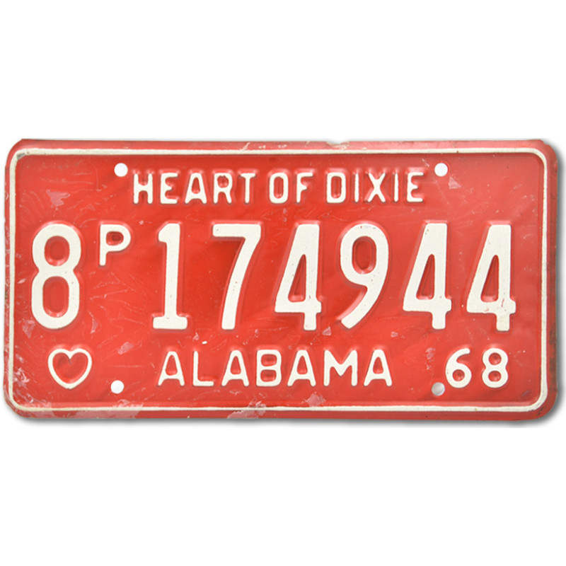 Amerikai rendszám Alabama Vintage Red 1968