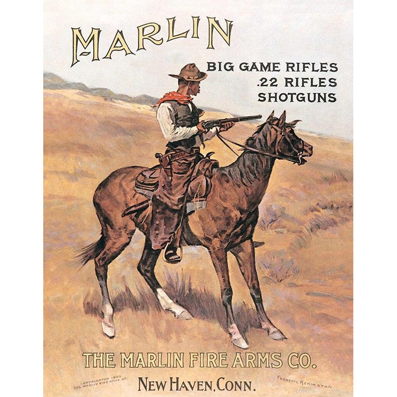 Fém tábla Marlin Cowboy on Horse 32 cm x 40 cm